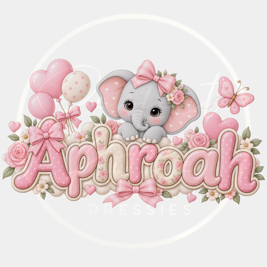 CUSTOM ADHESIVE DECAL - Pink Floral Elephant