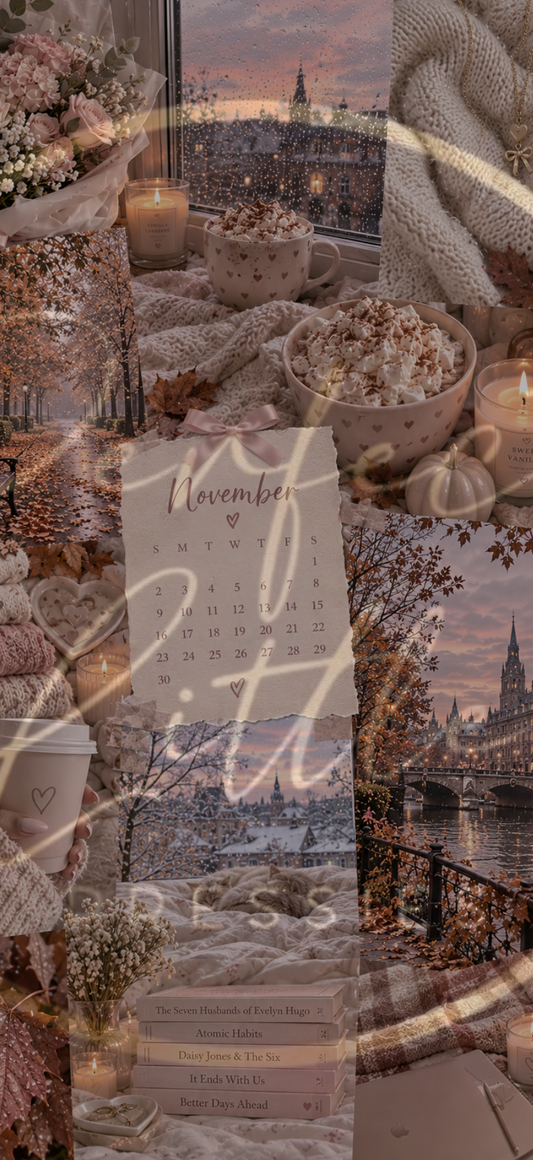 Digital Download - Phone Wallpaper November White/Pink Cosy
