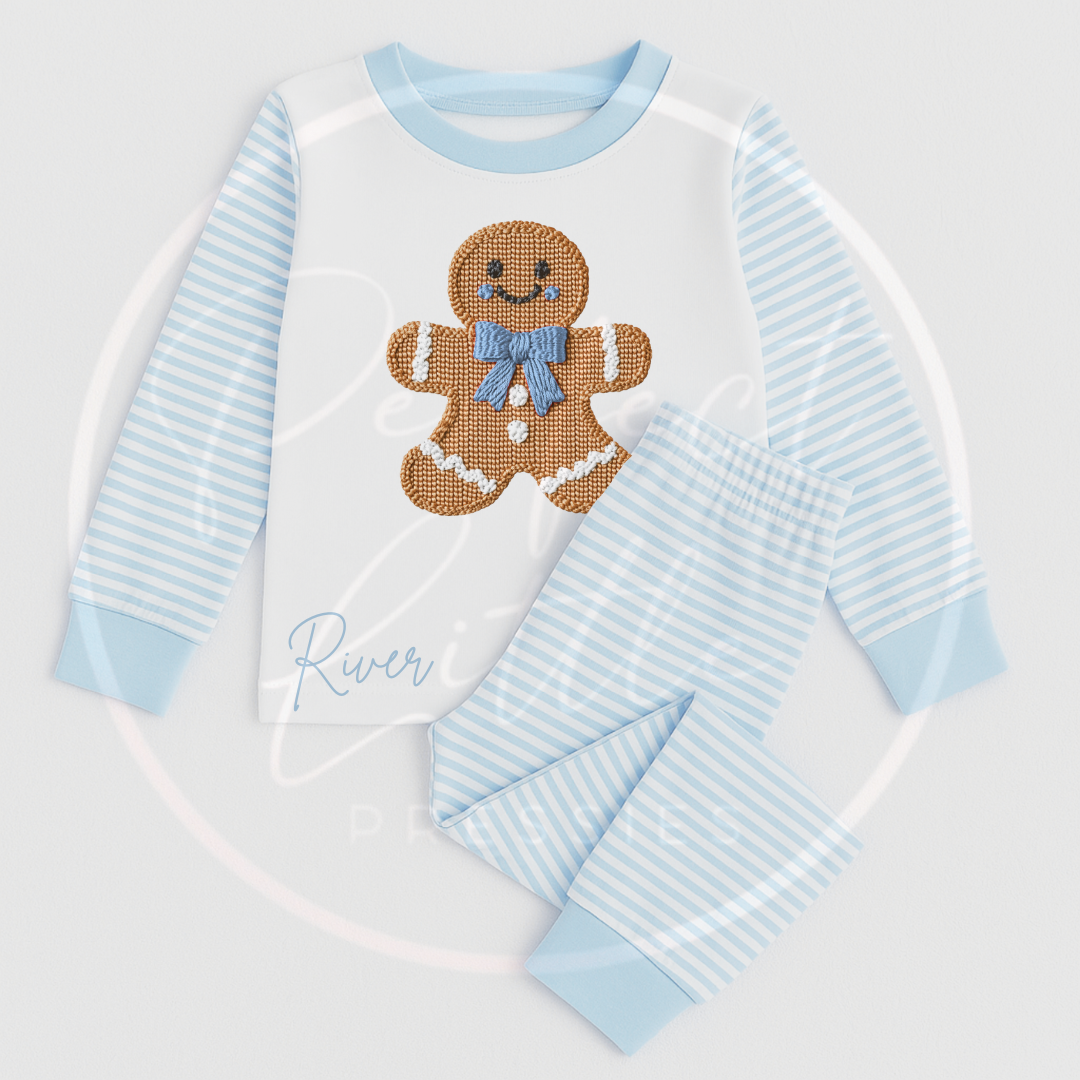 Christmas Pyjamas - Blue Gingerbread