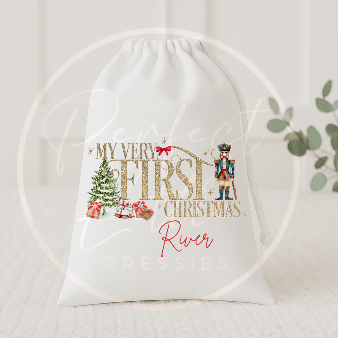 Christmas Drawstring Bag - Very First Christmas Nutcracker
