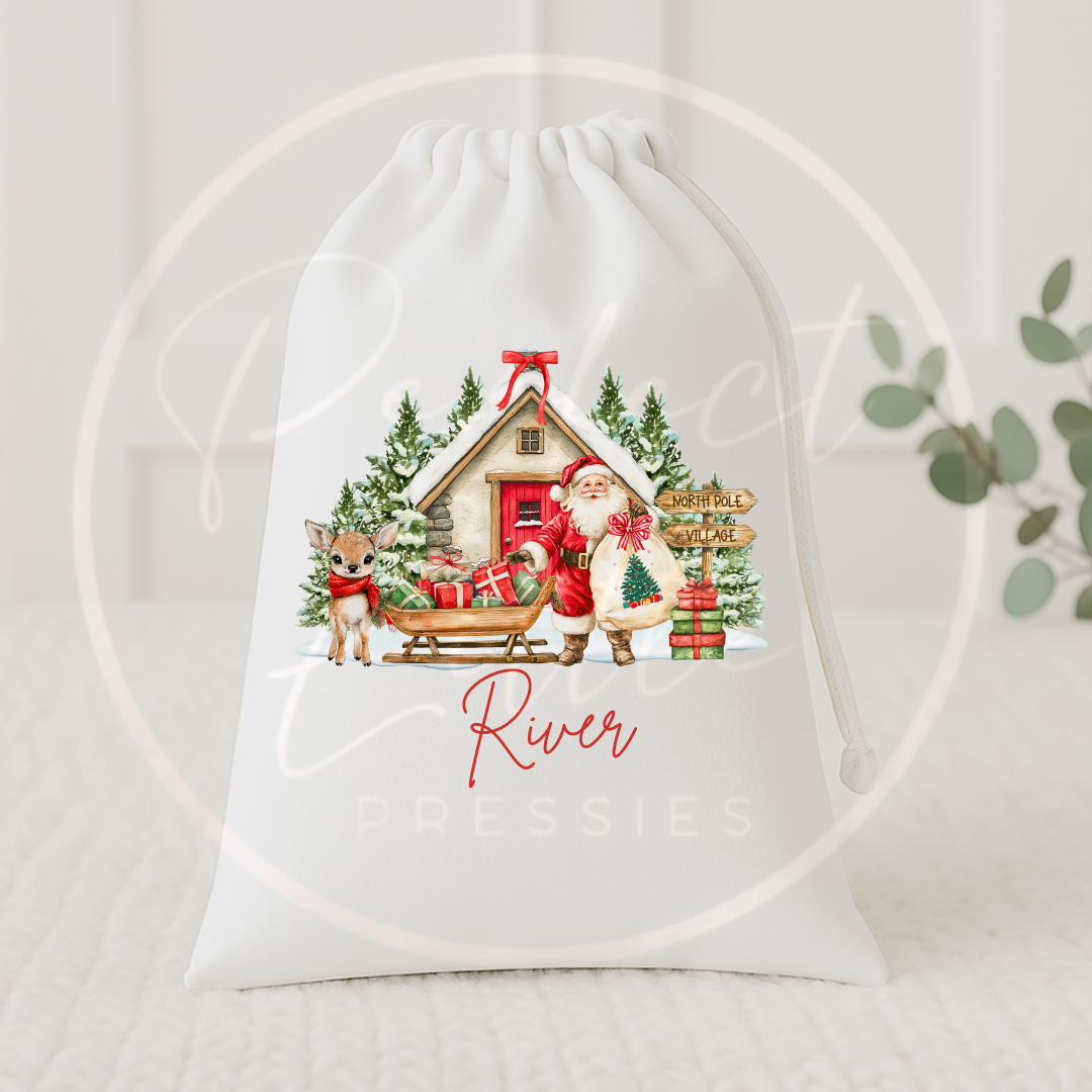 Christmas Drawstring Bag - Santa's Grotto