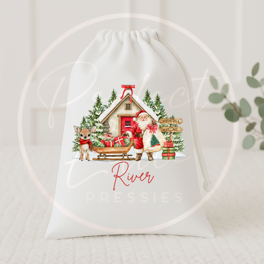 Christmas Drawstring Bag - Santa's Grotto