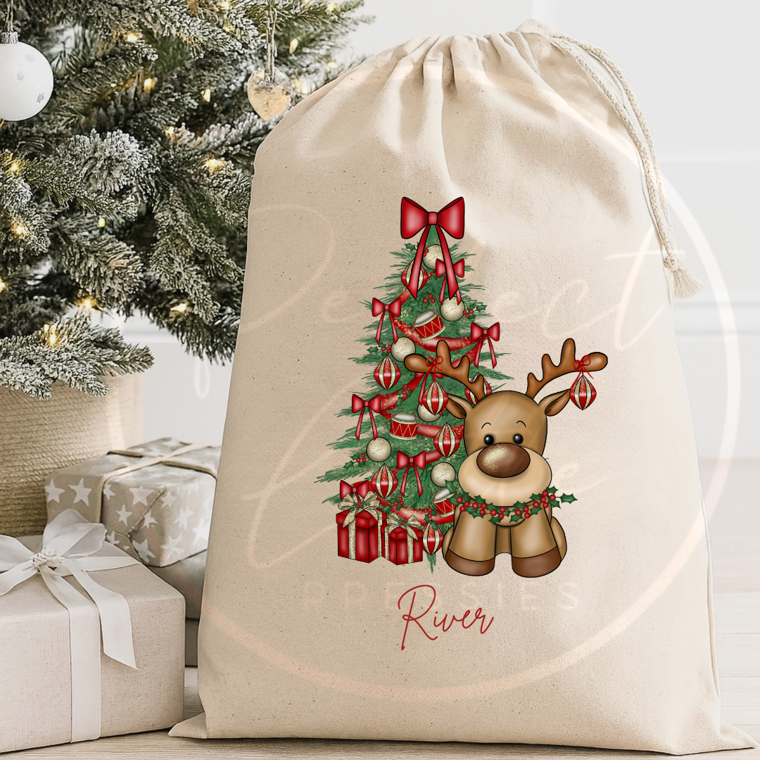 Christmas Sack - Cartoon Reindeer