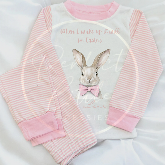 Easter - When I Wake Up Bunny Bow Tie Pyjamas