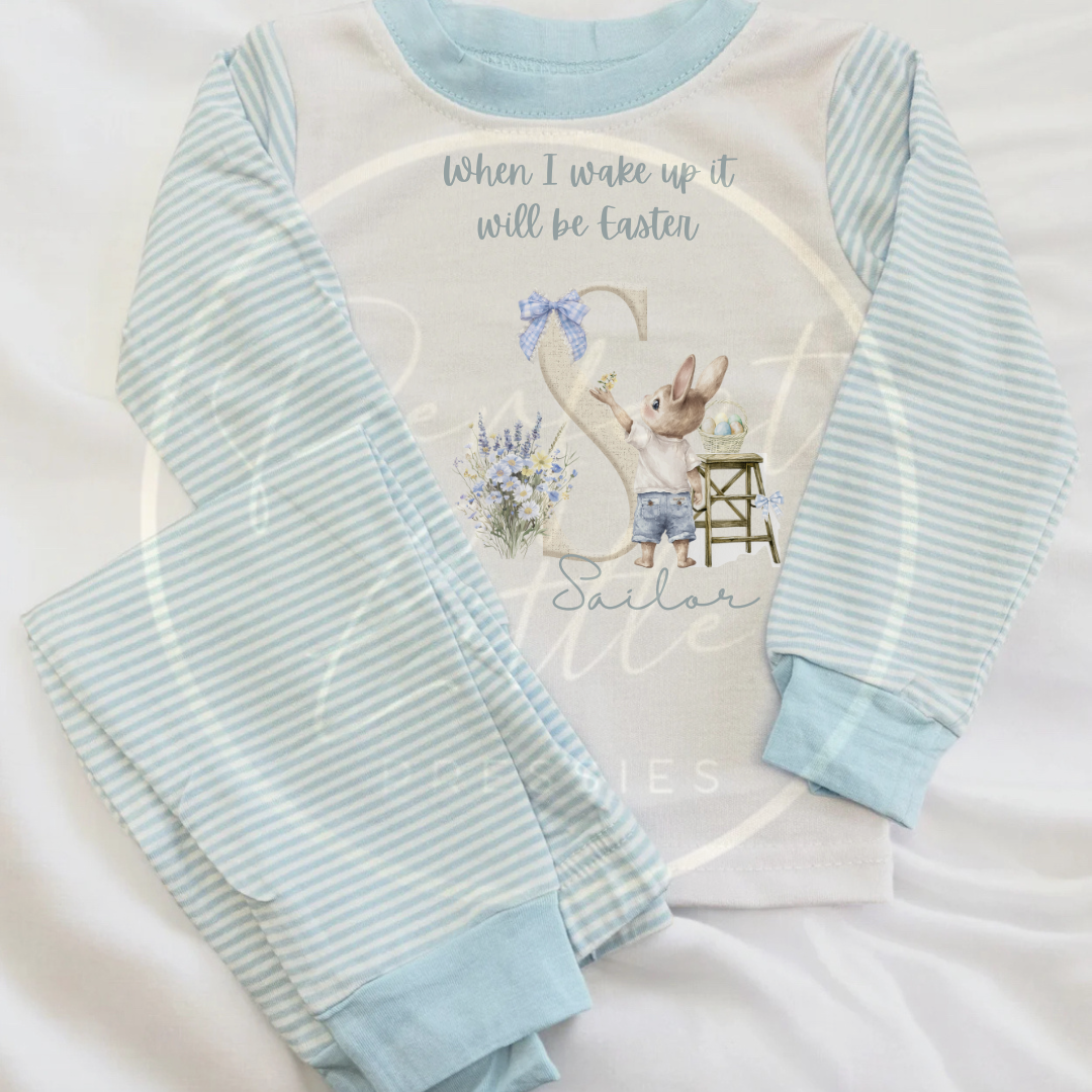 Easter - When I Wake Up Floral Bunny Initial Pyjamas