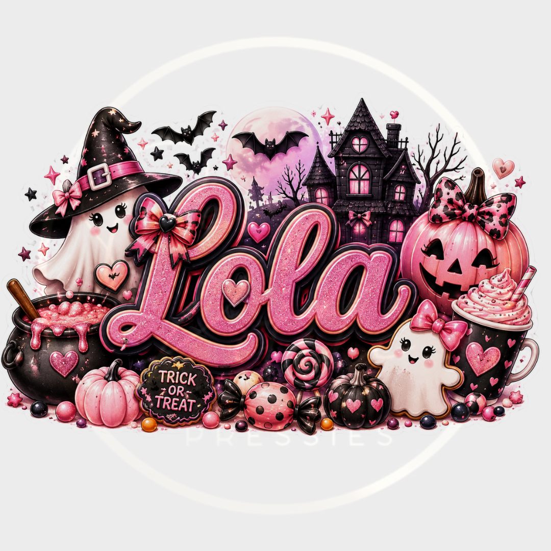 CUSTOM ADHESIVE DECAL - Pink Halloween Name