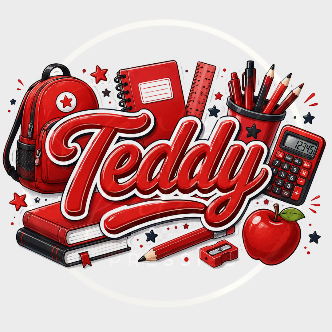 CUSTOM ADHESIVE DECAL - Red School Themed