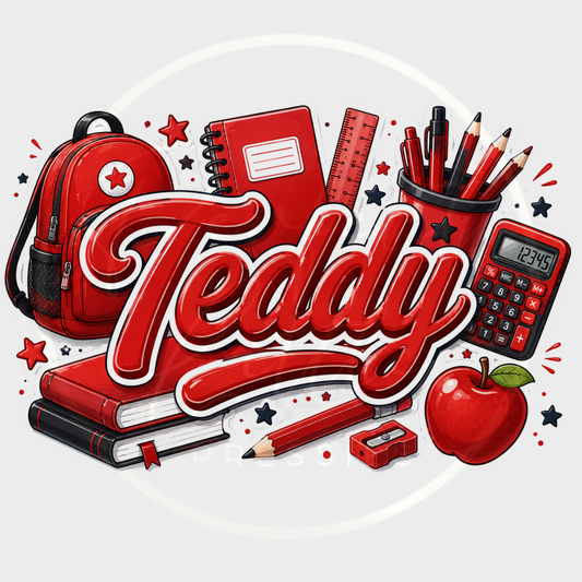 CUSTOM ADHESIVE DECAL - Red School Themed