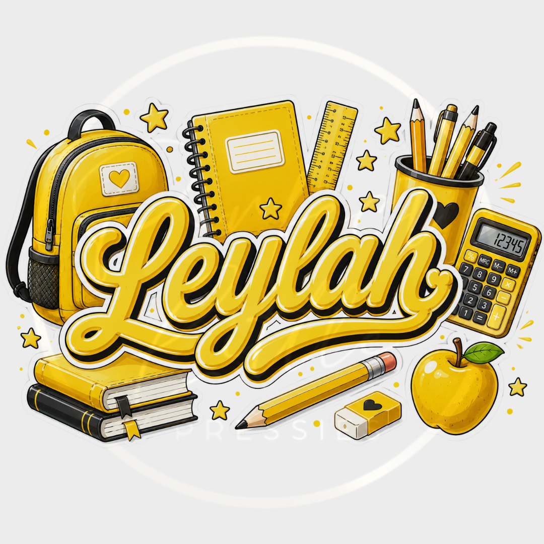 CUSTOM ADHESIVE DECAL - Yellow School Theme