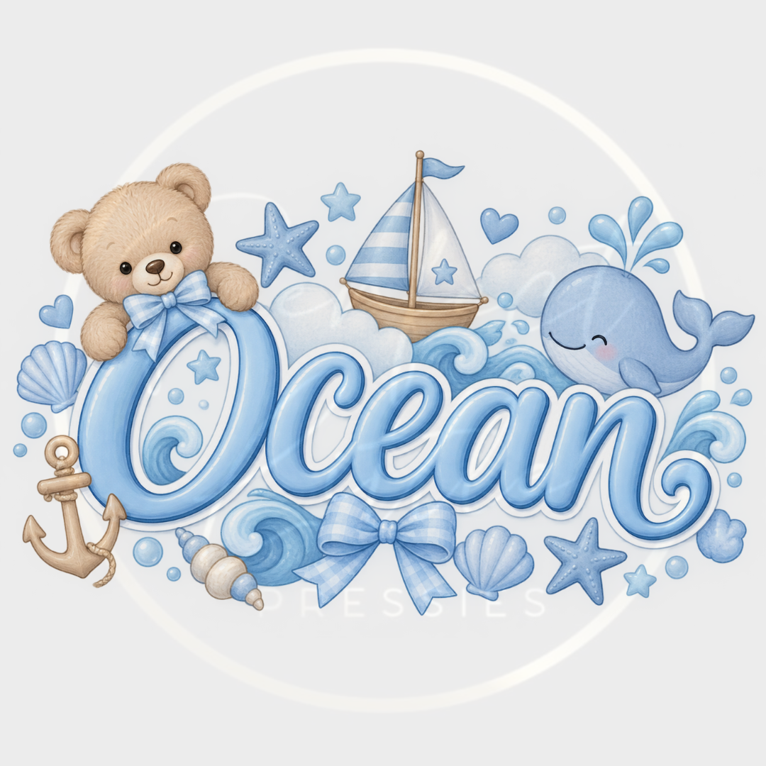 CUSTOM ADHESIVE DECAL - Blue Ocean Nursery Theme
