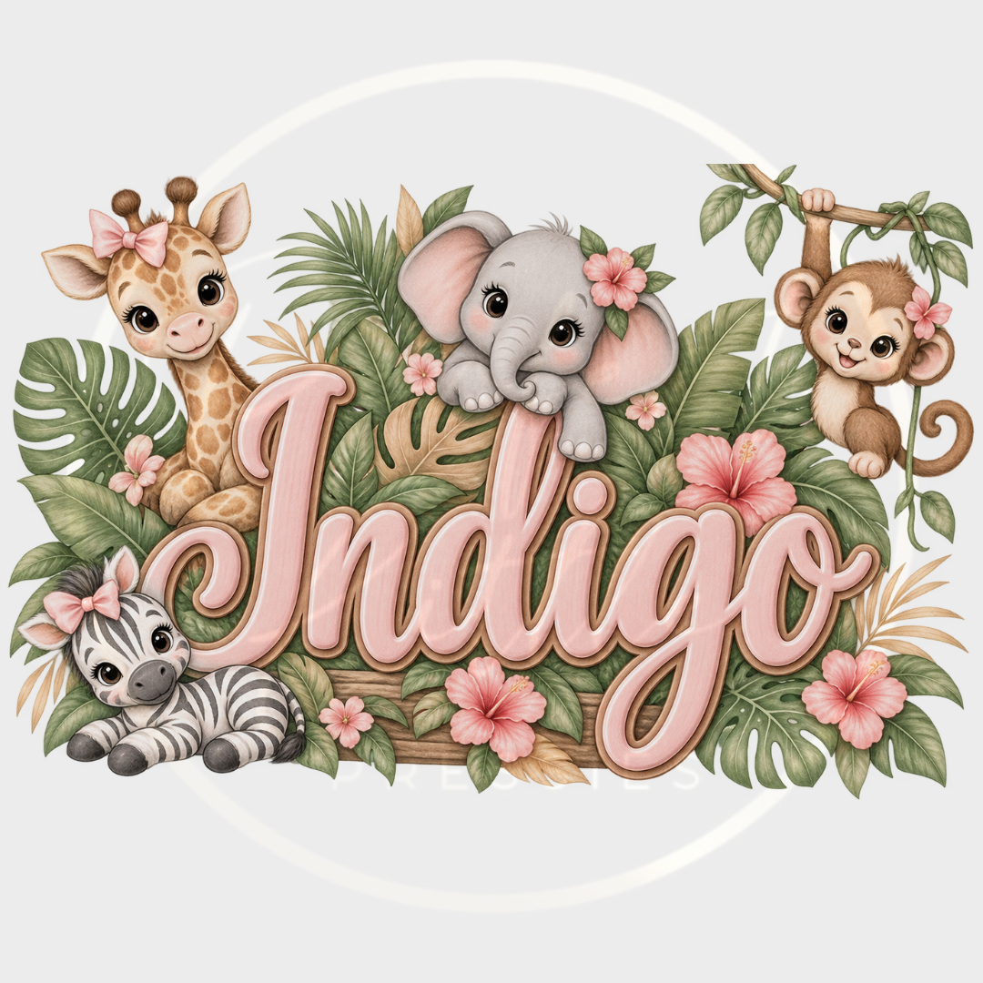 CUSTOM ADHESIVE DECAL - Pink Safari Nursery Theme
