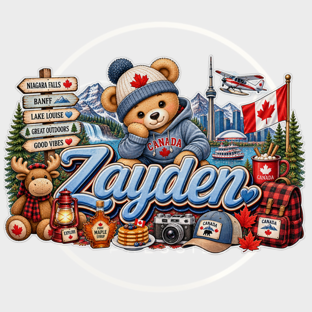 CUSTOM ADHESIVE DECAL - Blue Little Canada Bear
