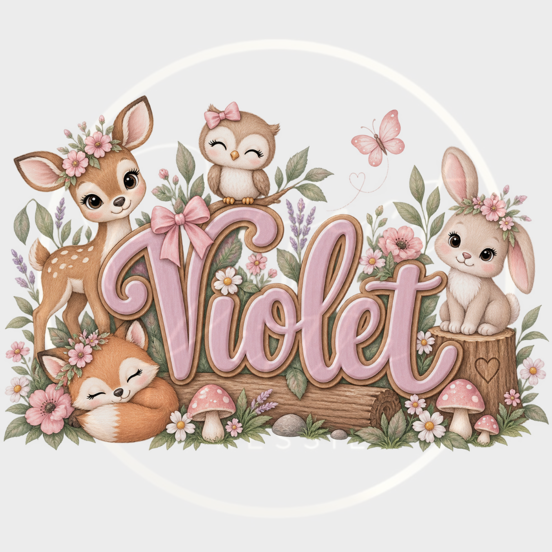 CUSTOM ADHESIVE DECAL - Pink Woodland Nursery Theme