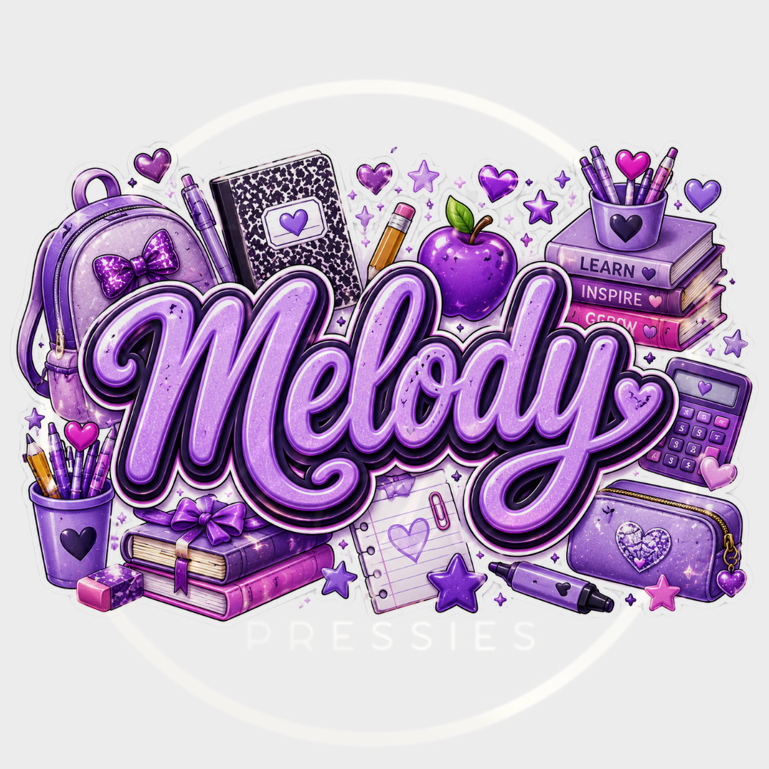 CUSTOM ADHESIVE DECAL - Purple School Theme