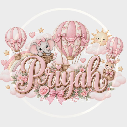 CUSTOM ADHESIVE DECAL - Pink Floral Hot Air Balloon