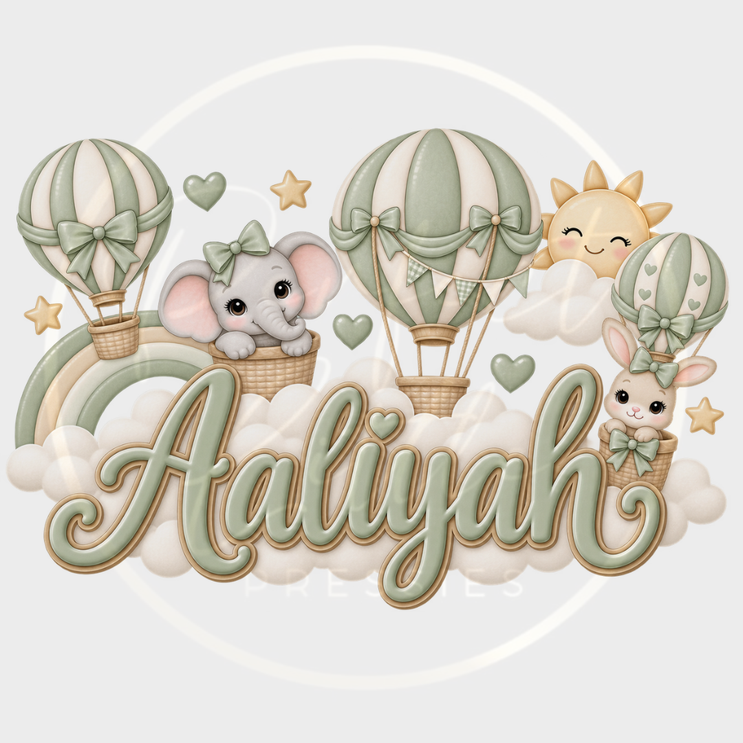 CUSTOM ADHESIVE DECAL - Sage Hot Air Balloon