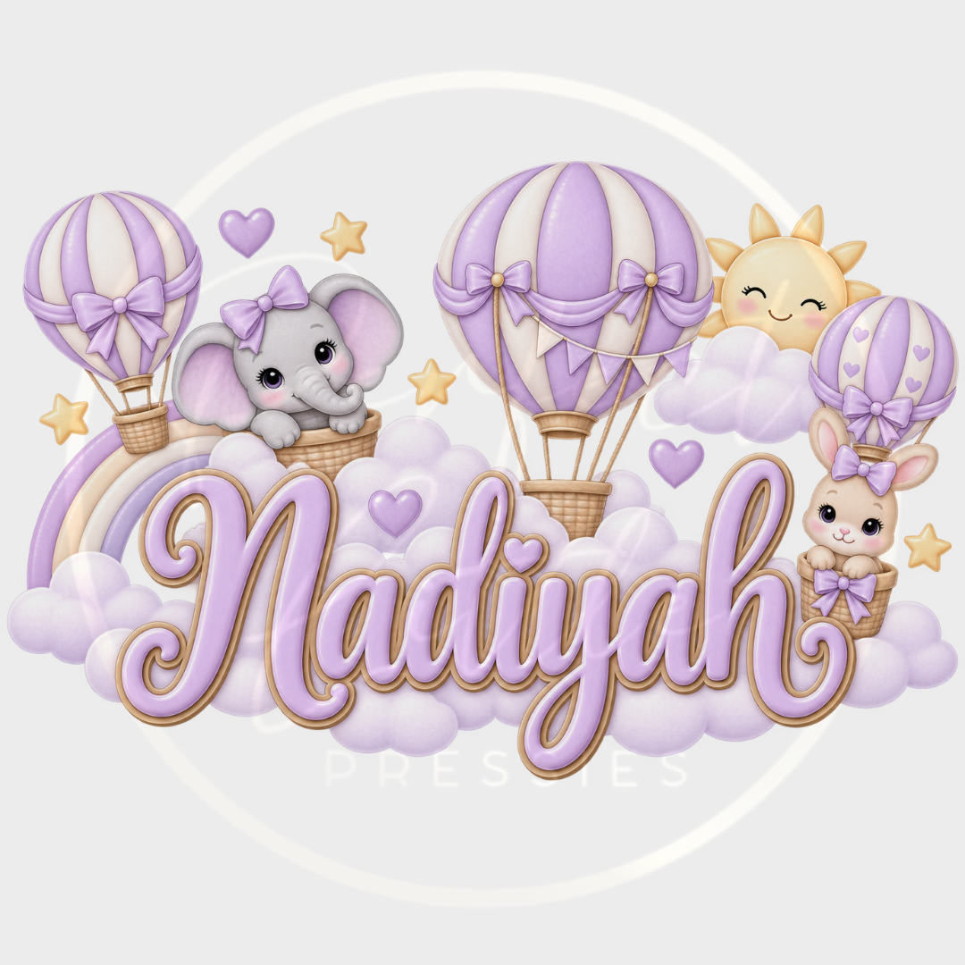 CUSTOM ADHESIVE DECAL - Lilac Hot Air Balloon