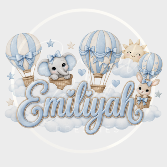 CUSTOM ADHESIVE DECAL - Blue Hot Air Balloon