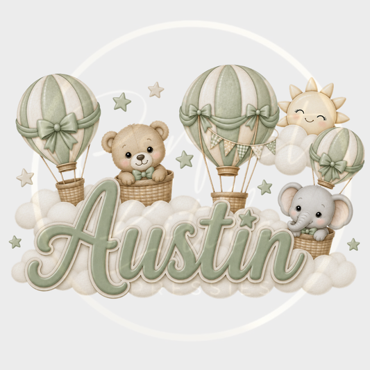 CUSTOM ADHESIVE DECAL - Sage Boys Hot Air Balloon