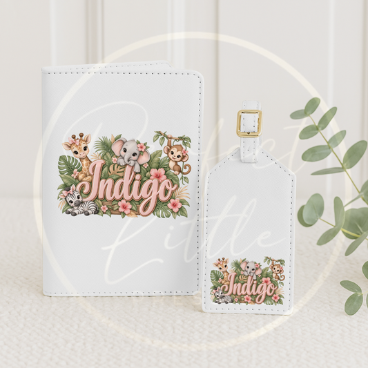 Passport Cover/Luggage Tag Set - Pink Jungle