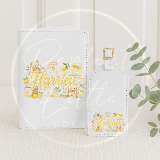 Passport Cover/Luggage Tag Set - Lemon Nursery Theme