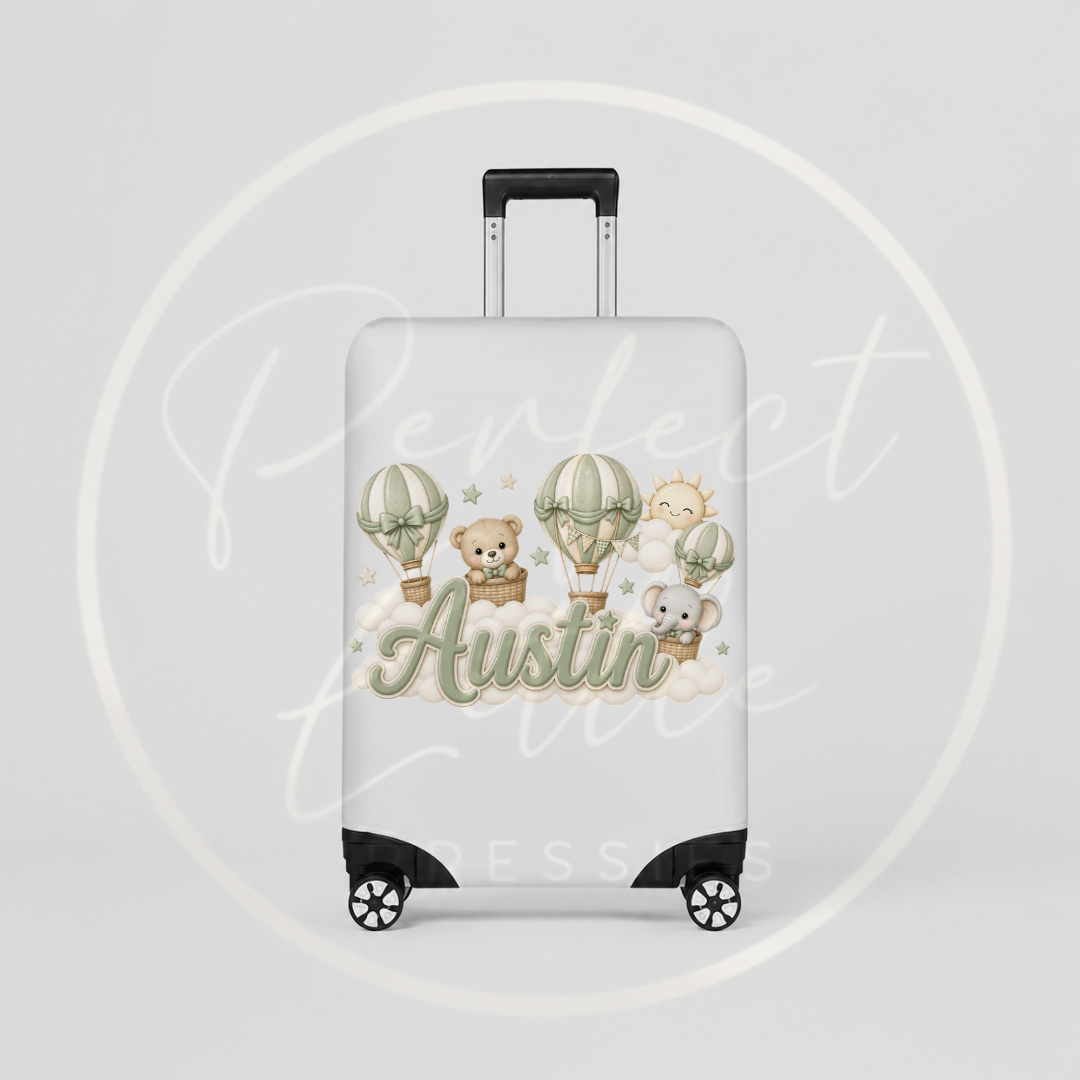 Suitcase Cover - Sage Boy Hot Air Balloon