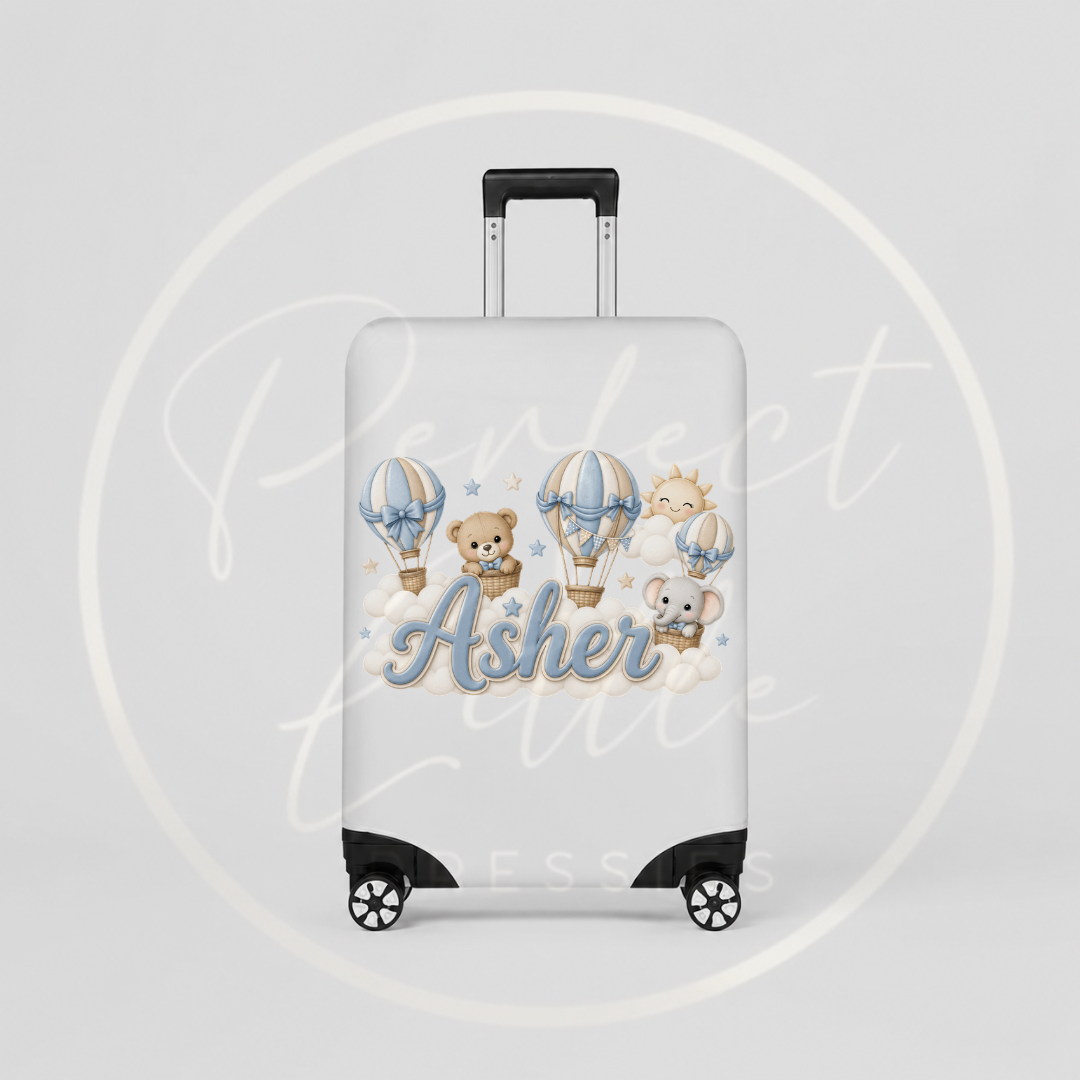Suitcase Cover - Blue Hot Air Balloon