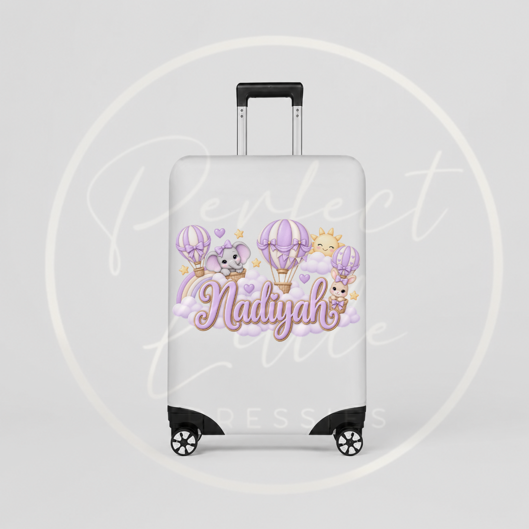 Suitcase Cover - Lilac Hot Air Balloon