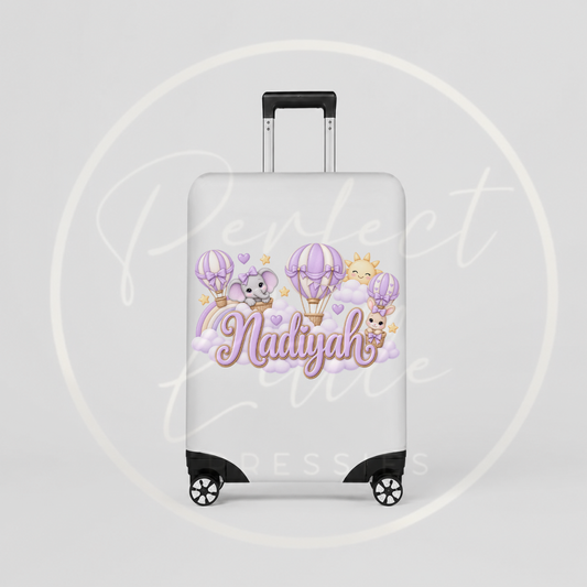 Suitcase Cover - Lilac Hot Air Balloon
