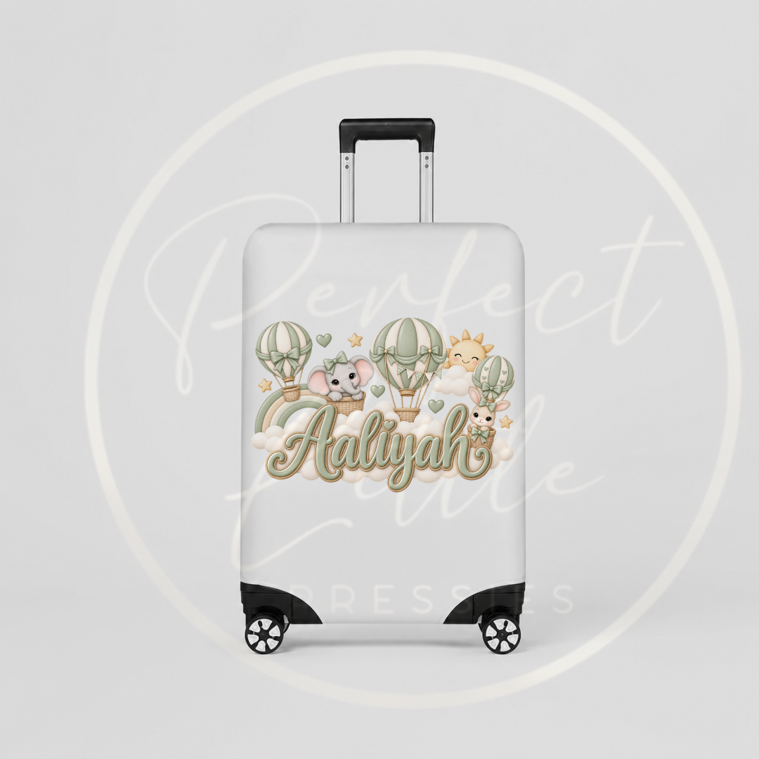 Suitcase Cover - Sage Hot Air Balloon