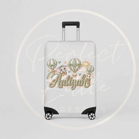 Suitcase Cover - Sage Hot Air Balloon