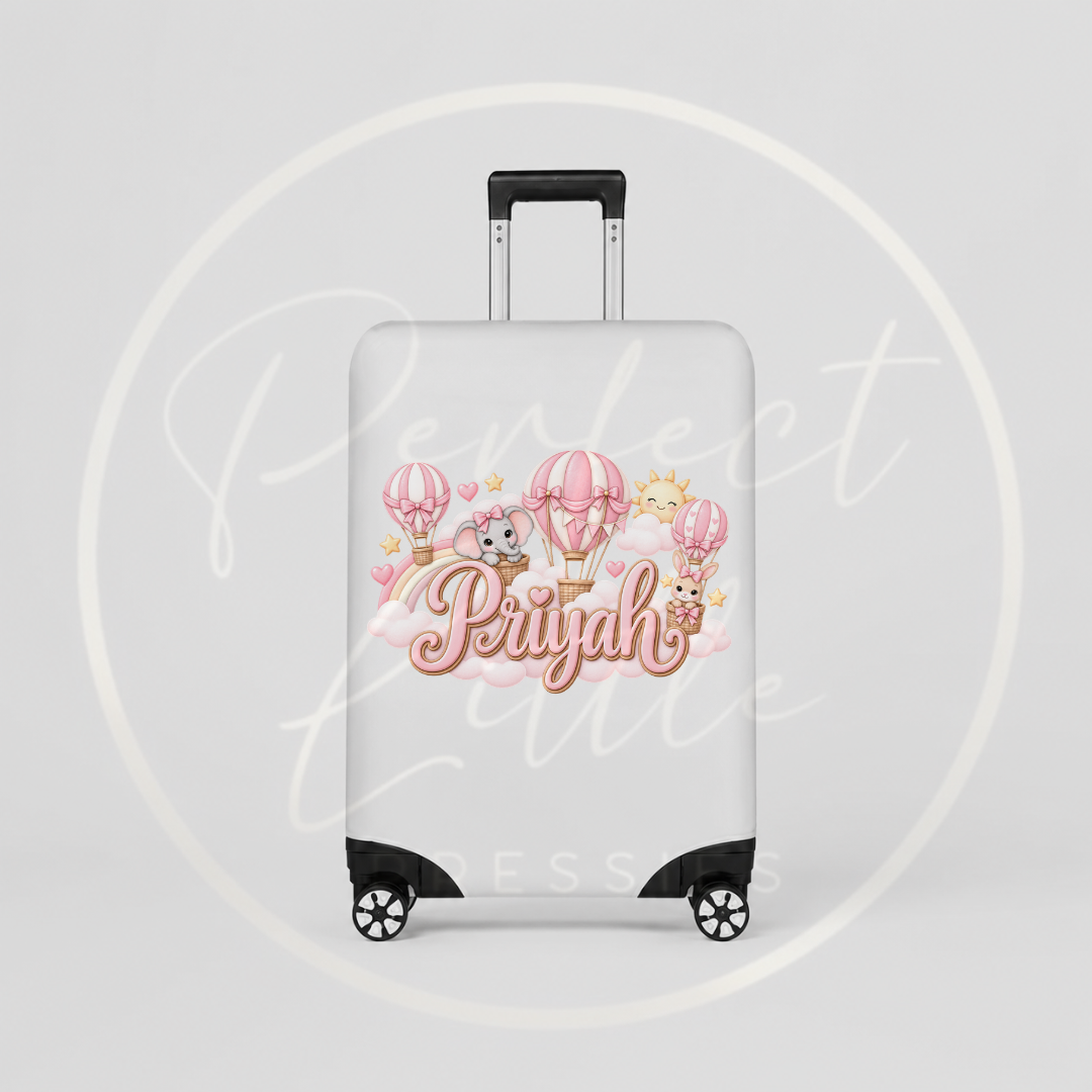 Suitcase Cover - Pink Hot Air Balloon