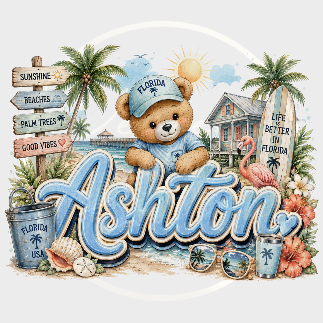 CUSTOM ADHESIVE DECAL - Blue Little Caribbean Bear
