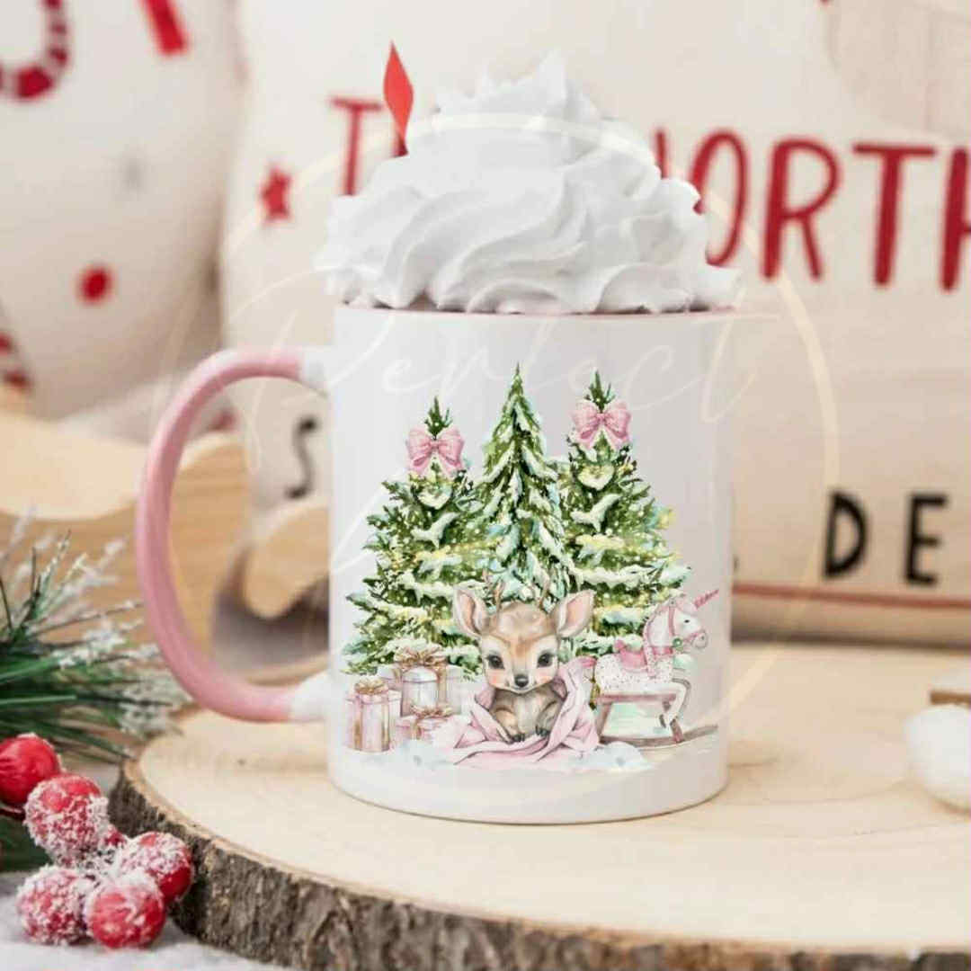 Christmas Mug - Pink Reindeer