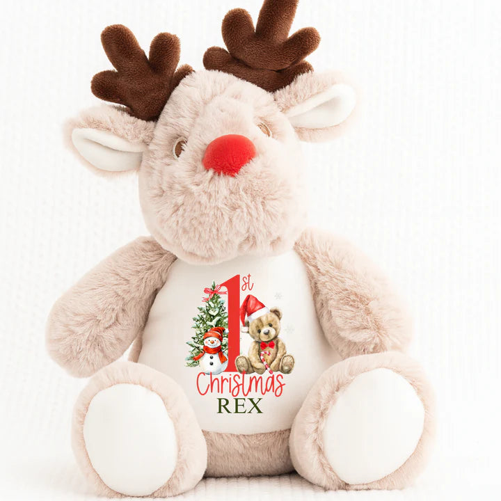 Christmas Teddy - 1st Christmas Red Bear Reindeer